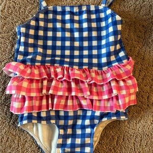 Tucker + Tate Blue and Pink Checkered Kids Swim One Piece